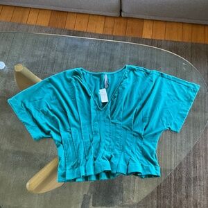 Anthropologie Dolman-Sleeve Pleated V-Neck Top (Size medium) NWT